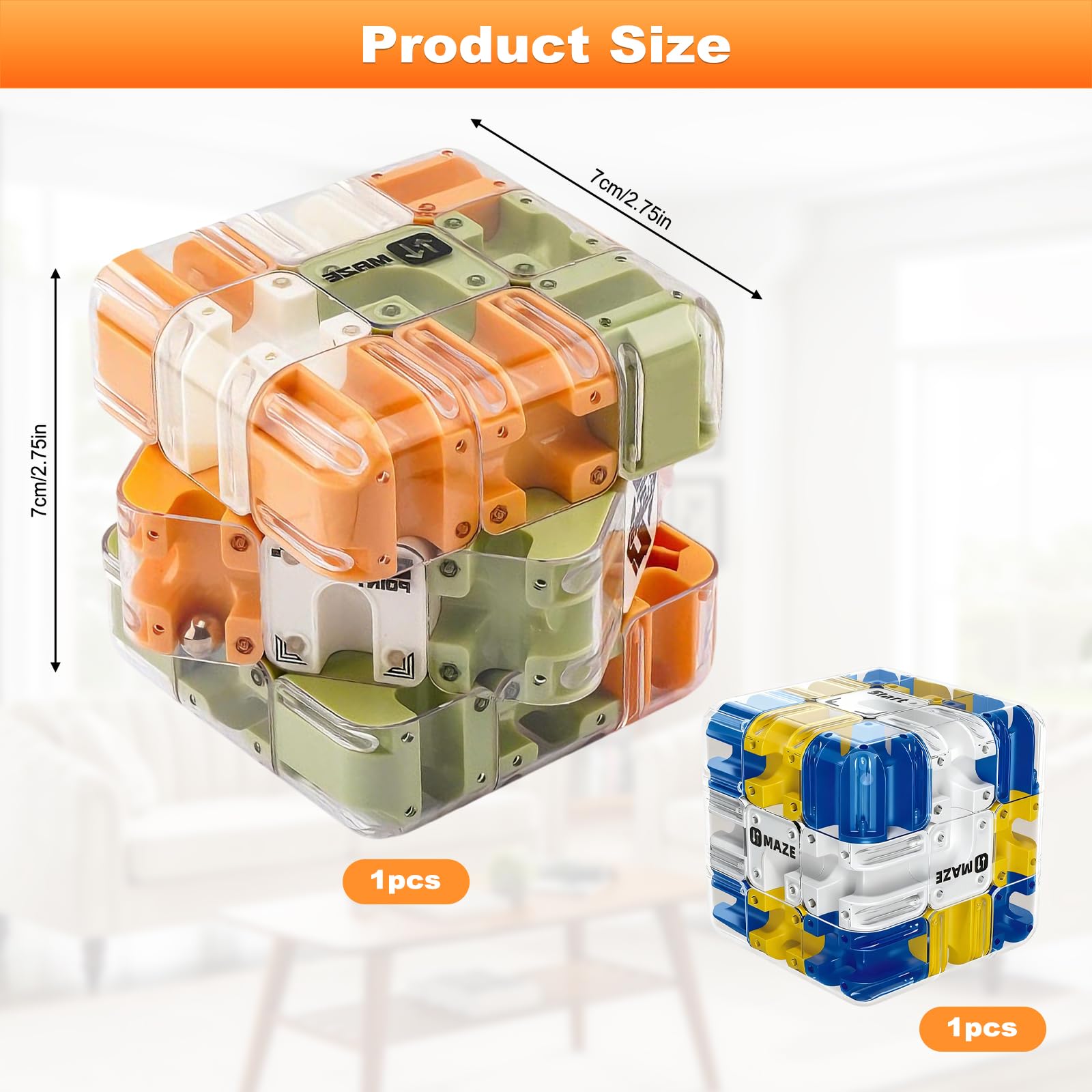 Labyrinth 3D Puzzle Maze Cube, 2Pcs Engaging Challenge Brain Teaser Fidget Toy - Image 2