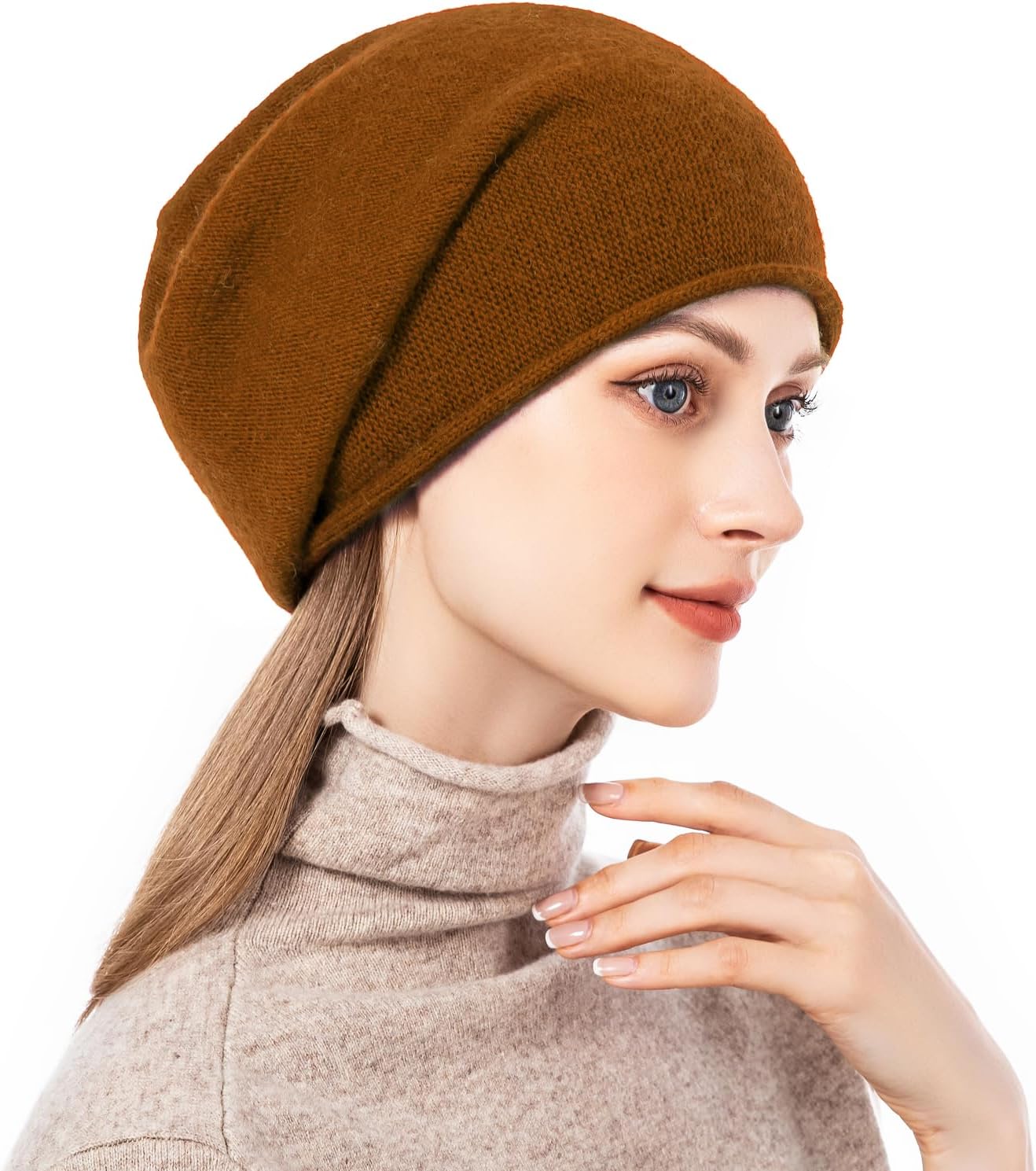 QUEENFUR Knit Slouchy Beanie Hats for Women Cashmere Ski Cap Knitted Wool Soft Warm Winter Hat - Image 3