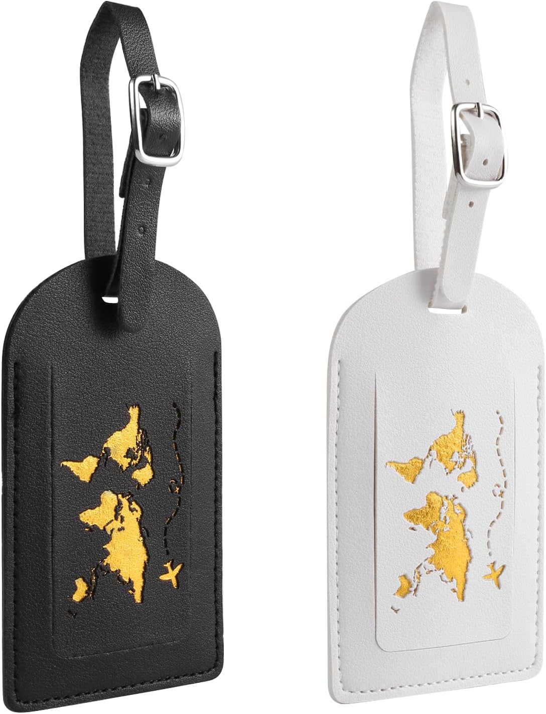 Cumilo2 Pcs Leather Luggage Tags, Baggage Labels, Suitcase ID Tag Set, Luggage Labels Tags with Adjustable Strap & Privacy Protection Cover for Luggage Suitcases Wedding Gift Travelling