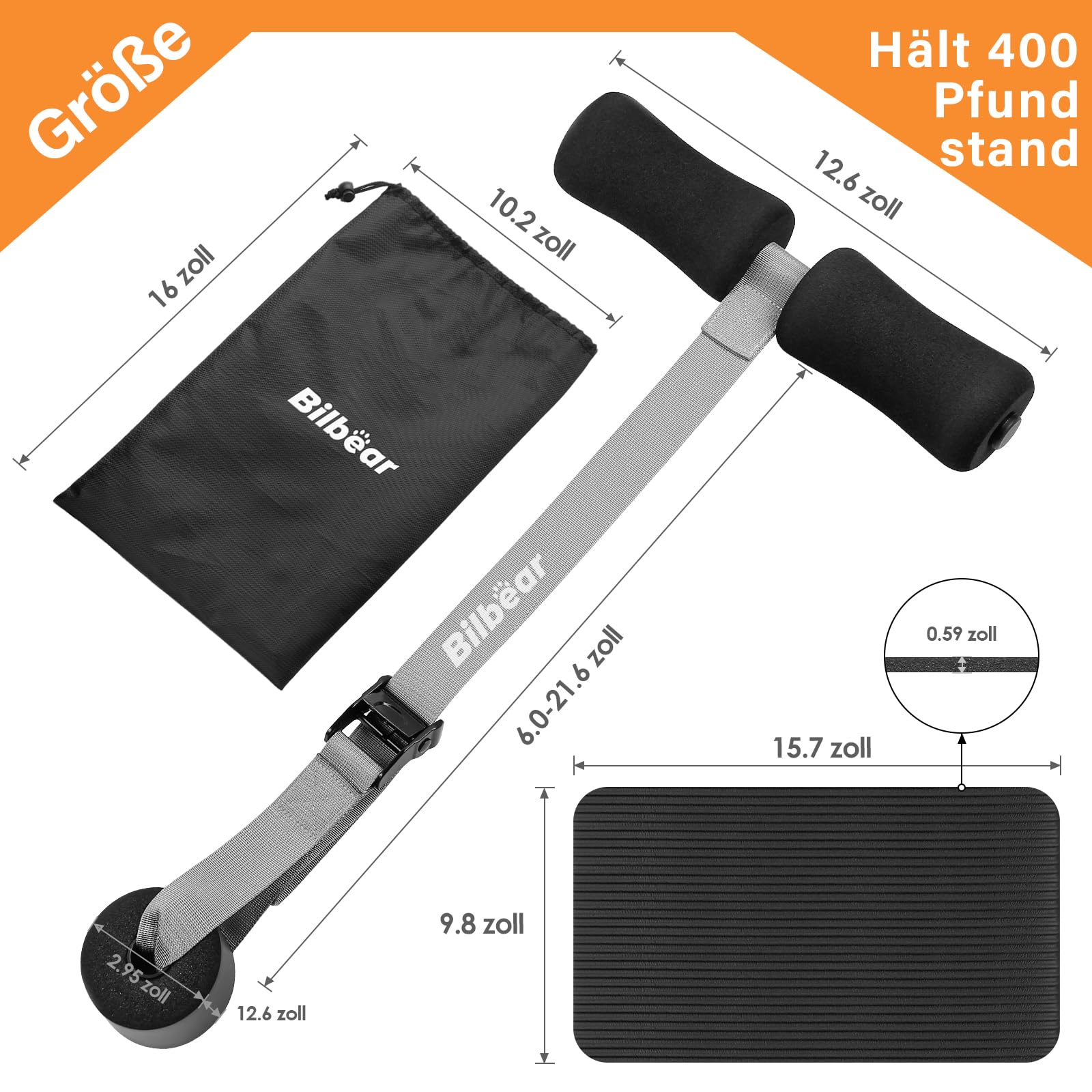 Cinghia regolabile Nordic Hamstring Curl con tappetino per ginocchia, cintura nordica portatile per cricletti, allungamento hamstring, crunch, sit-up, nordic curl macchina a casa, può