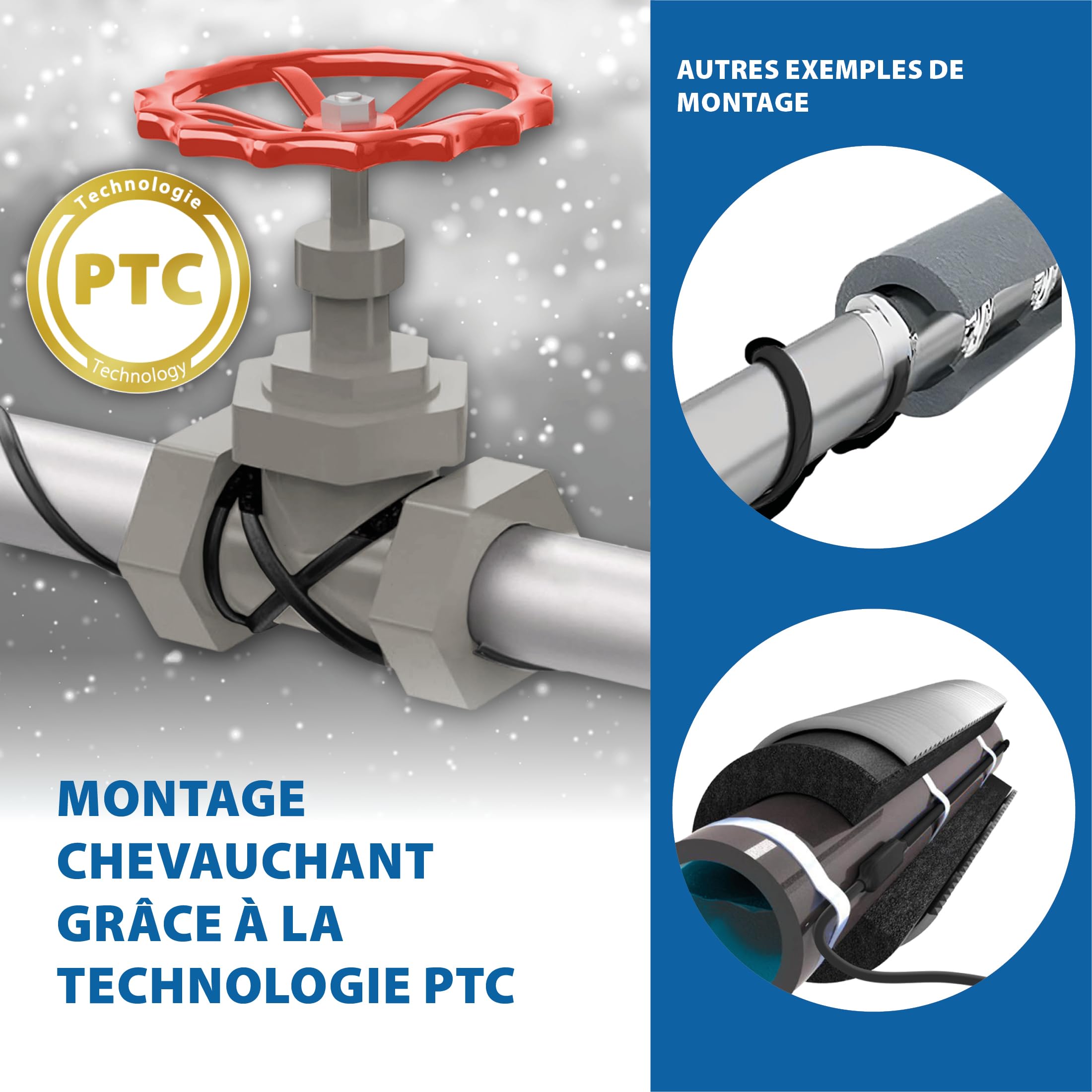 Kit complet de chauffage 6 m avec fiche de protection individuelle et bande d'étanchéité