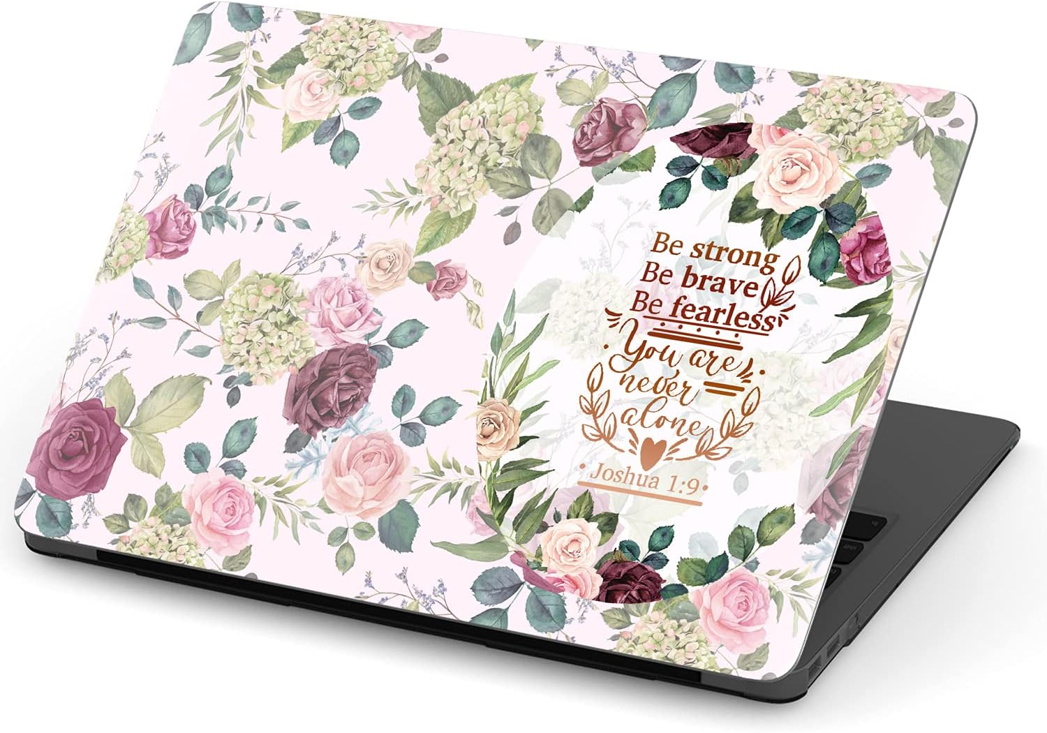 Mertak Hard Case Compatible with MacBook Pro 16 14 Air 15 13 inch M3 M2 M1 Mac 2024 2023 2022 2018 Joshua 1:9 Clear Christian Quote Cover Plastic Floral Bible Verse Laptop Be Strong Motivational