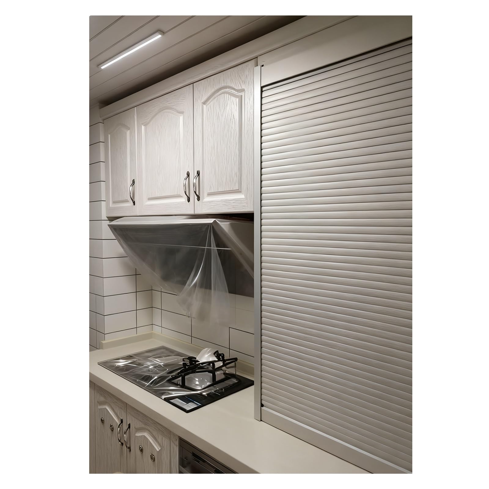 Tambour Door for Kitchen Cabinet, Customizable Retractable Sliding Roll Up Doors with Track for Spice Sauce/Pet Supplies Cabinets(50x100cm (19.7x39.4))