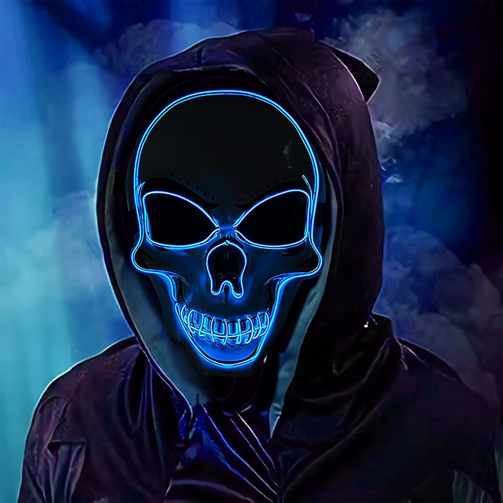 BOFYTR Halloween Mask, Purge LED Light Up Mask, Halloween Face Masks for Men Women Kids, Scary Skull Glow Mask for Halloween Costume Party Props