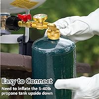 Vista 6 de Adaptador de recarga de propano para tanques de 1 lb, adaptador de propano de 20 lb a 1 lb con válvula de medición, adaptador de codo de recarga