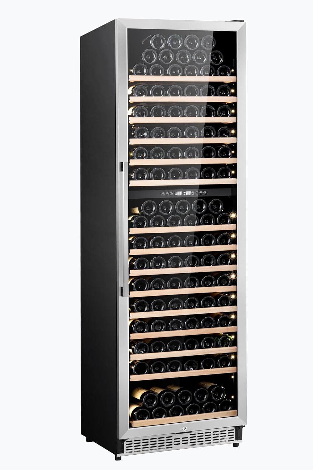 Honeywell 174 Bottle Dual Zone Compressor Wine Cooler Refrigerator, Large Freestanding Wine Cellar For Red, White, Champagne or Sparkling Wine, Digital Temperature Control, Stainless Steel