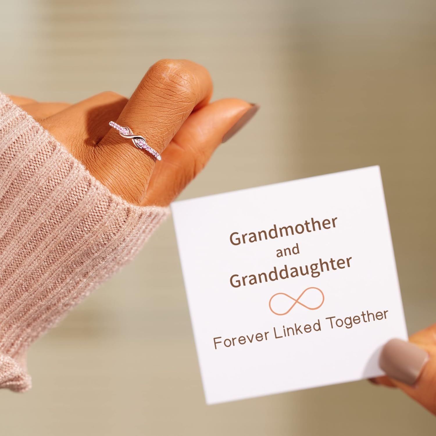 STORYJEWELLERY Gifts for Grandma and Granddaughter, Sterling Silver Infinity Knot Ring, Granddaughter Gifts from Grandma - Image 2