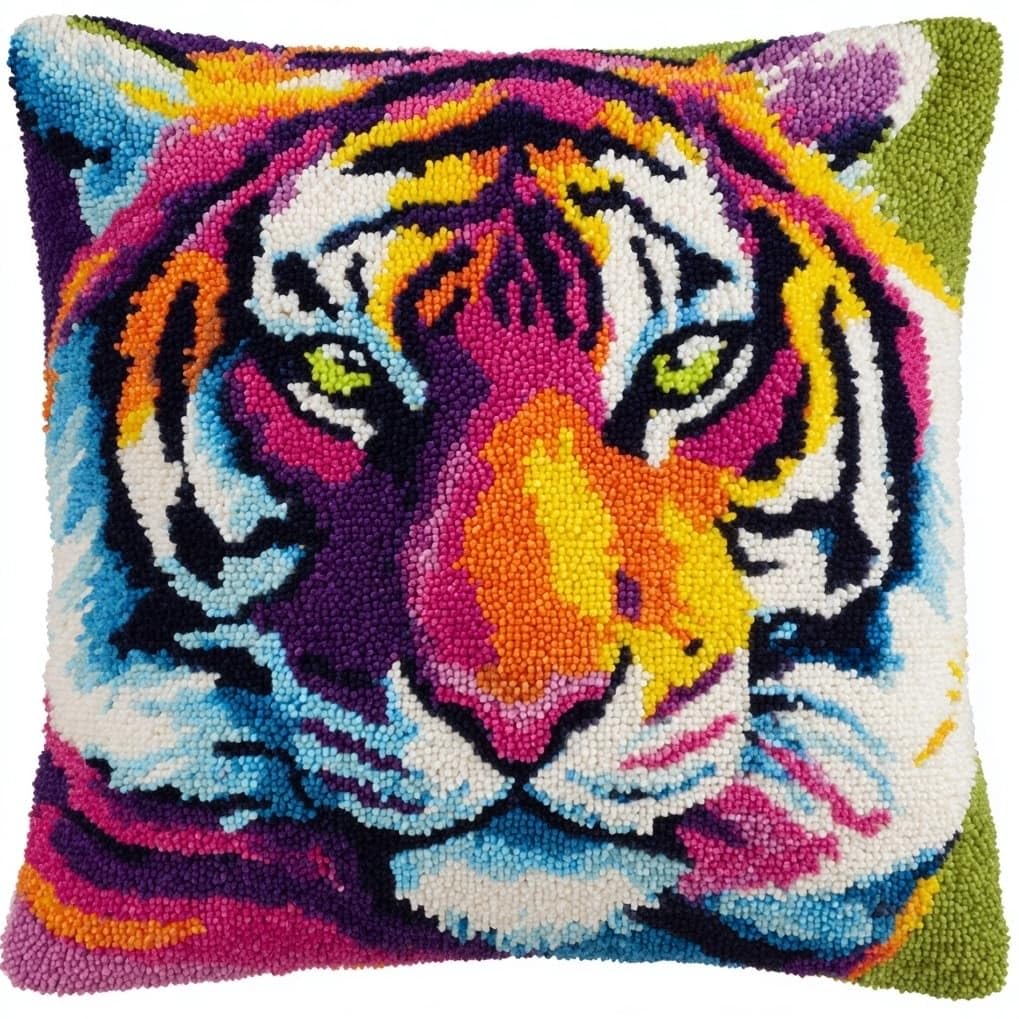 AxiangziK Latch Hook Cushion Kits,Animal Tiger