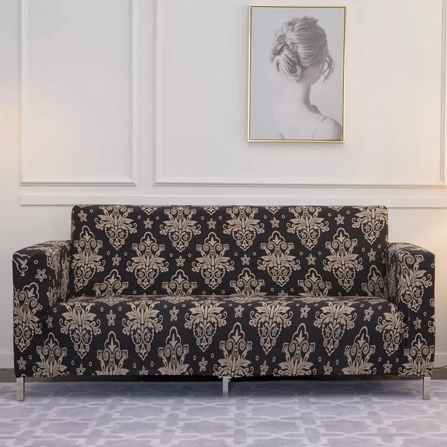House of Quirk Universal Double Seater Sofa Cover Big Elasticity Cover for Couch Flexible Stretch Sofa Slipcover ((Cambric Black, 145-185cm)) (B0CHRS2K6N) Amazon Price History, Amazon Price Tracker