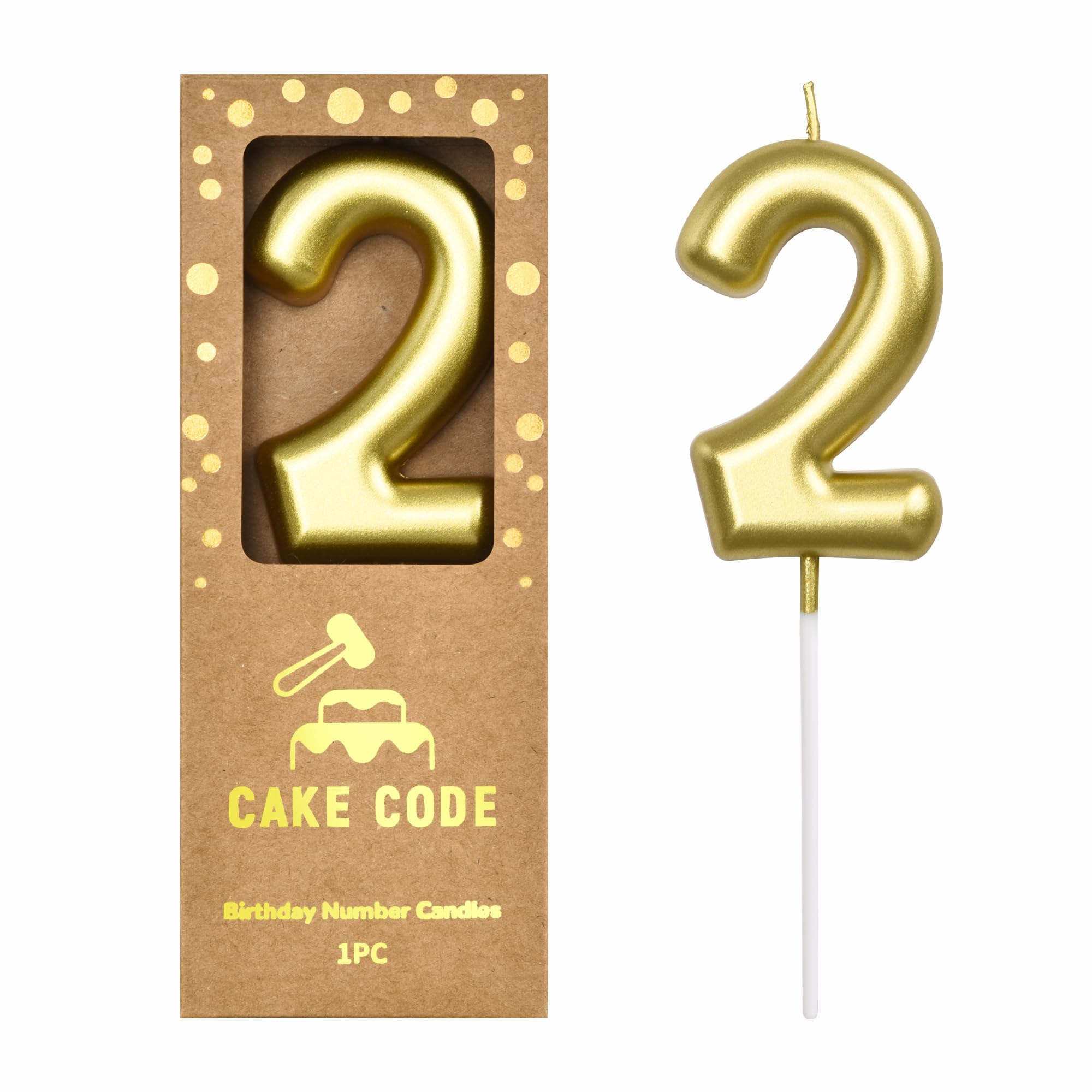 Velas clásicas de cumpleaños con 2 números dorados de 2.76 pulgadas, velas de números dorados, velas de números de pastel, celebración de fiesta