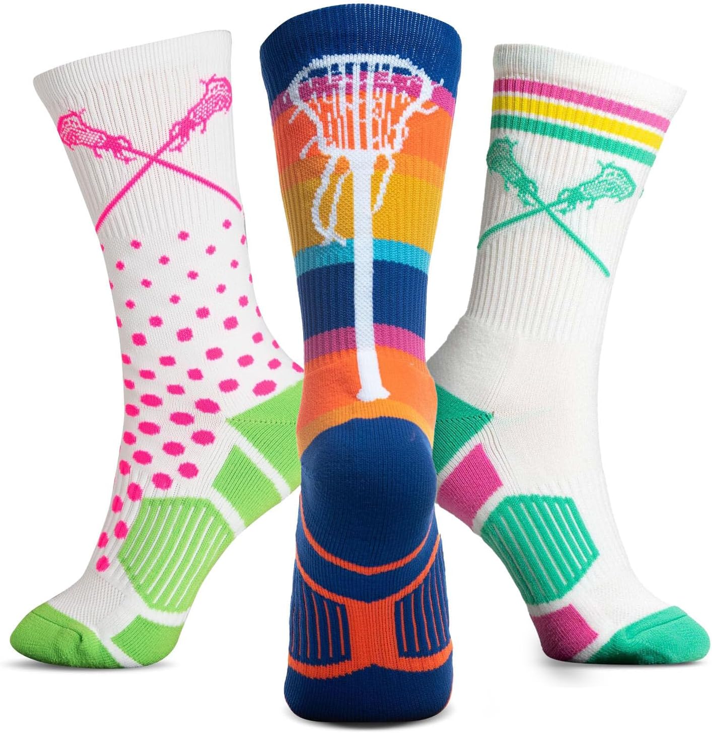 ChalkTalkSPORTS Girls Lacrosse Performance Crew Socks - Women's Mid-Calf - Youth & Adult Sizes - Multiple Colors