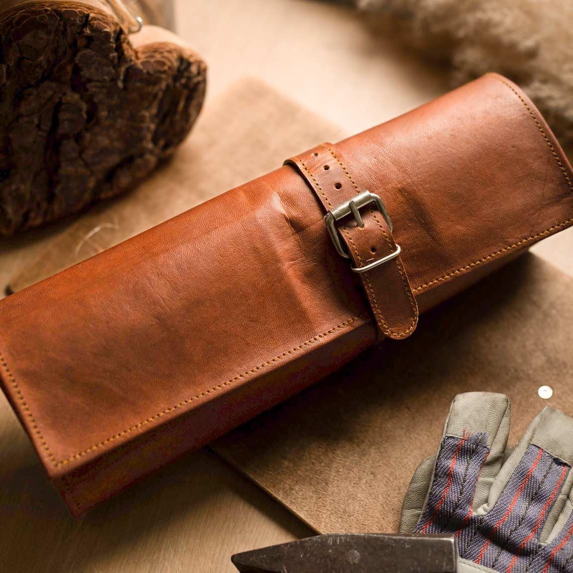 Gusti Cuero nature "Jace" Bolso para Herramientas Estuche Plegable Utensilios Instrumentos Costura Pintura Vintage Retro Piel Auténtica A121b