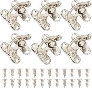 TEHAUX Antique Hook Hasp Latch, Right Hook Latch Zinc Alloy Hook Hasp Horn Lock Horn Clasp for Jewelry Box (6pcs, Silver)