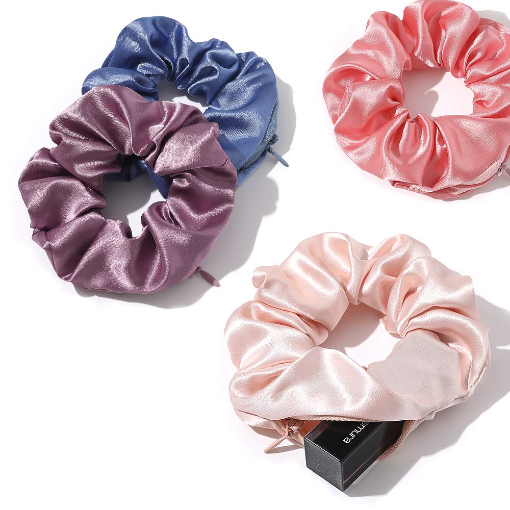 Pocket Scrunchies with Zipper Stash Scrunchy Hair Ties