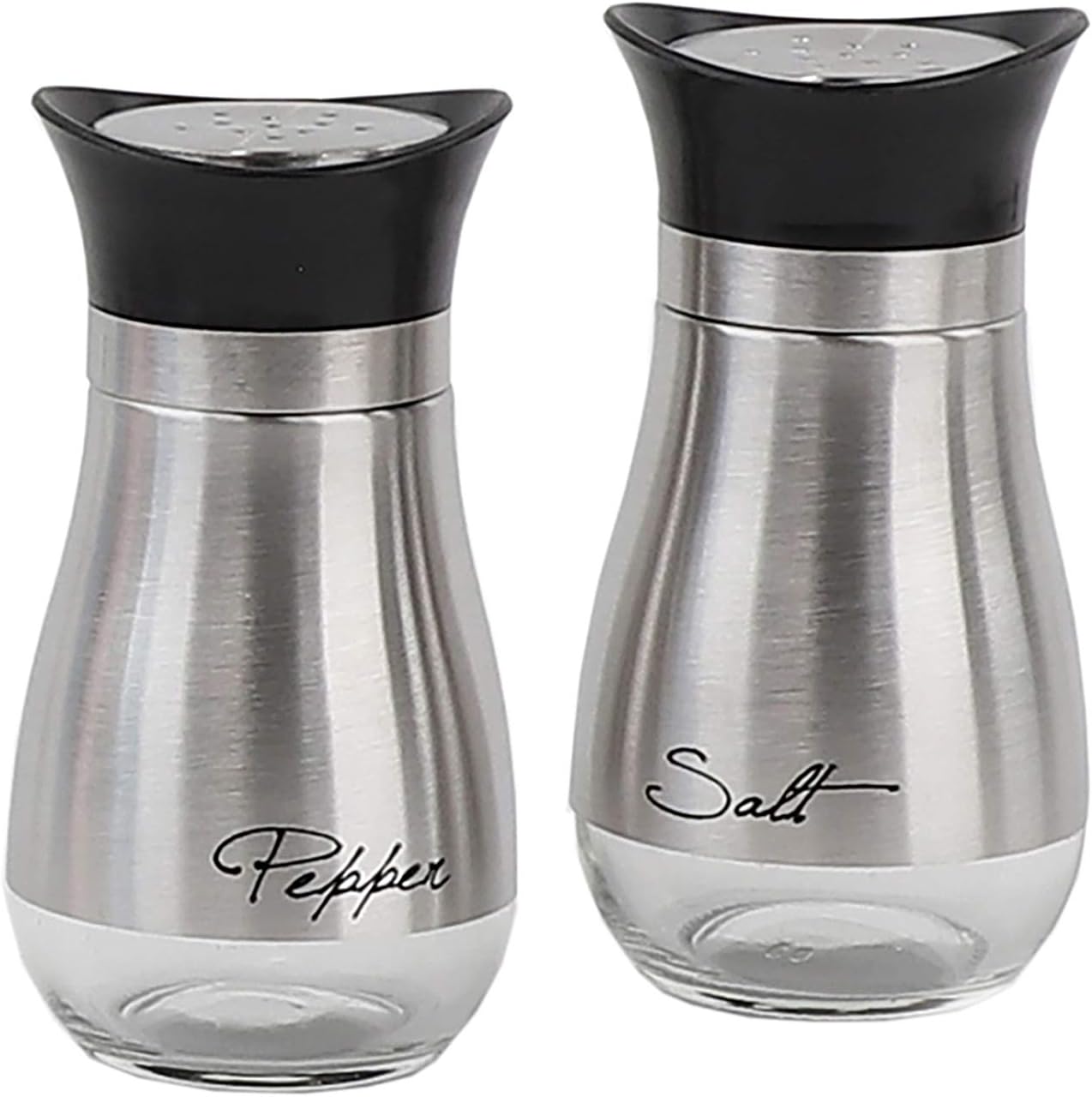 OXO Good Grips Stainless Steel Salt and Pepper Shaker Set Transparent/Black Amazon.co.uk