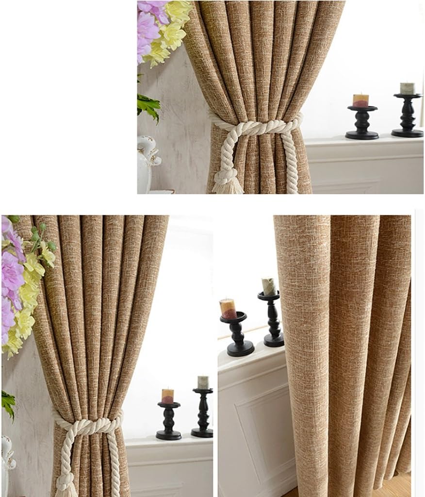 XUEPING Curtains Simple Modern Solid Hemp Curtain Living Room Bedroom Children Room Semi-Blackout Curtain Green Visor Insulation Curtain (Size : W180 × H230)