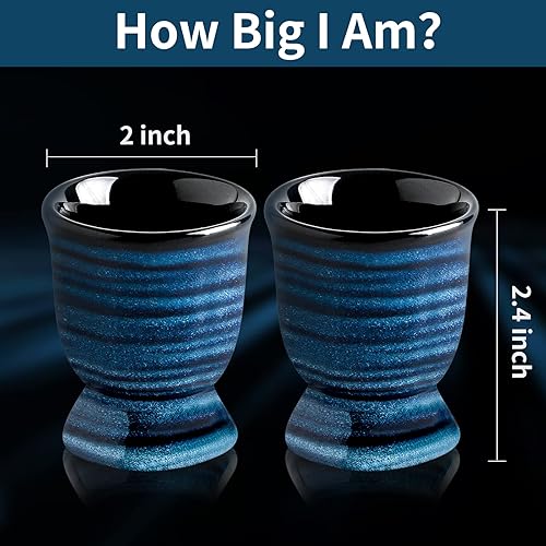 Miniatura 4 de Hasense Vasos de cerámica para huevos duros suaves, soporte de huevos de porcelana para huevos duros para desayuno, decoración de cocina, juego de