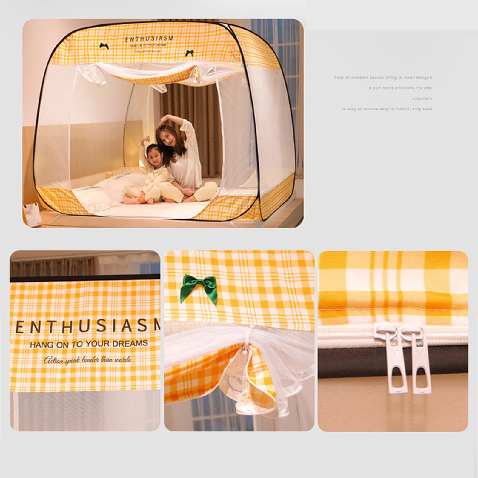 OKUOKA Tenda per zanzariera Pop-up con Fondo, baldacchino Pieghevole per Camera da Letto e Viaggio all'aperto, Fori Anti punture di zanzara, Facile da installare e Lavare per Letti singol