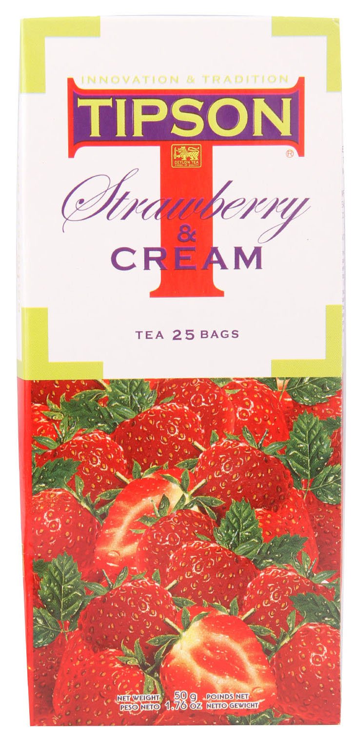 Tipson Strawberry & Cream, 25-Count Tea Bags (Pack of 6)