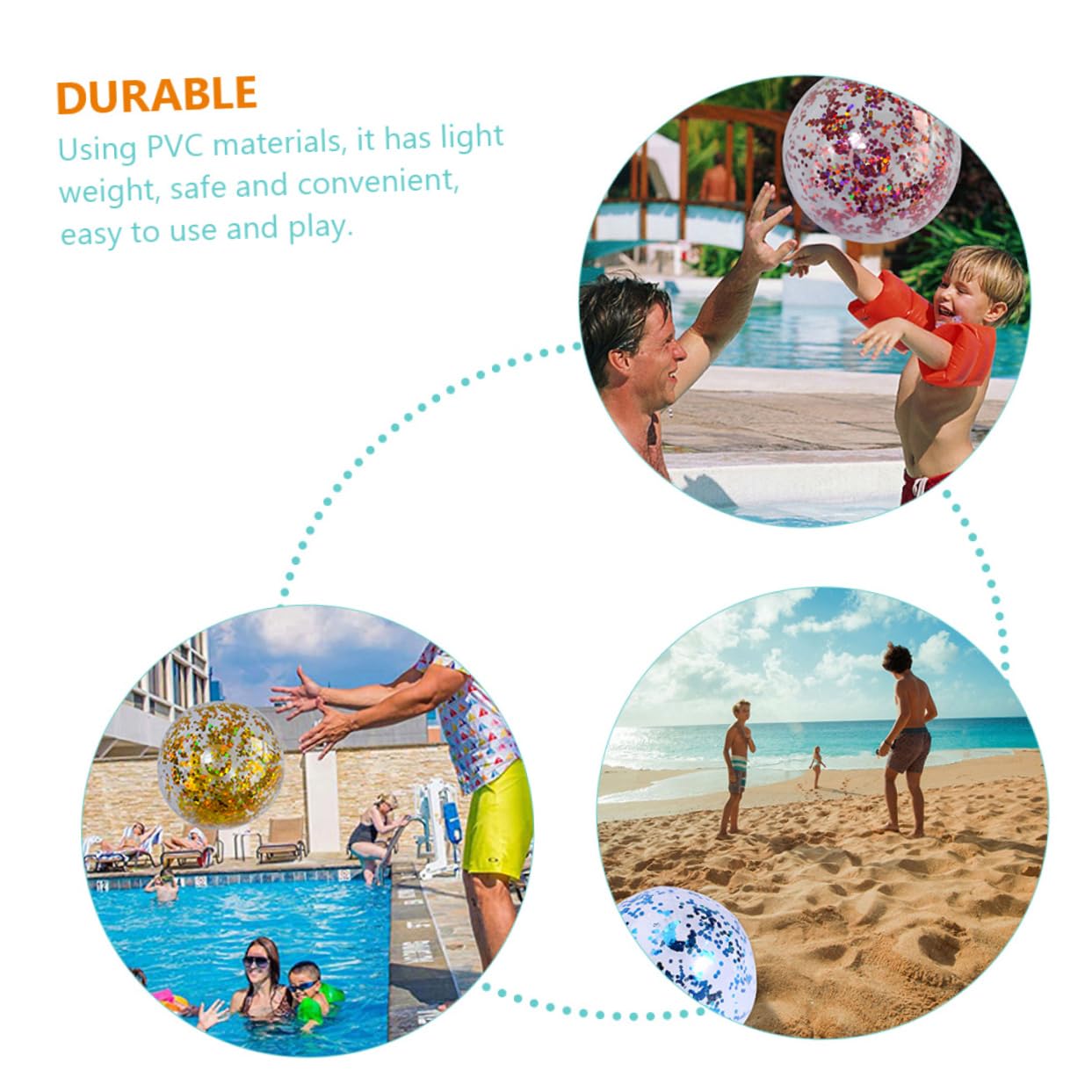Abaodam 16 Piezas Pelota De Playa con Lentejuelas Bolas De Brillo De Lentejuelas Pelota De Playa Inflable Piscina Inflable para Niños Inflables De Polivinilo