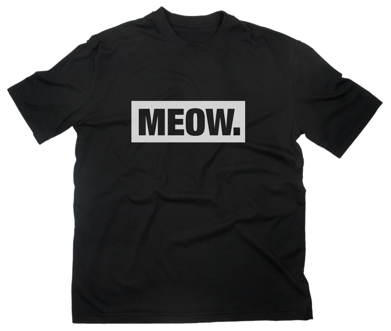 Styletex23 Men's Black Meow T-Shirt, M,