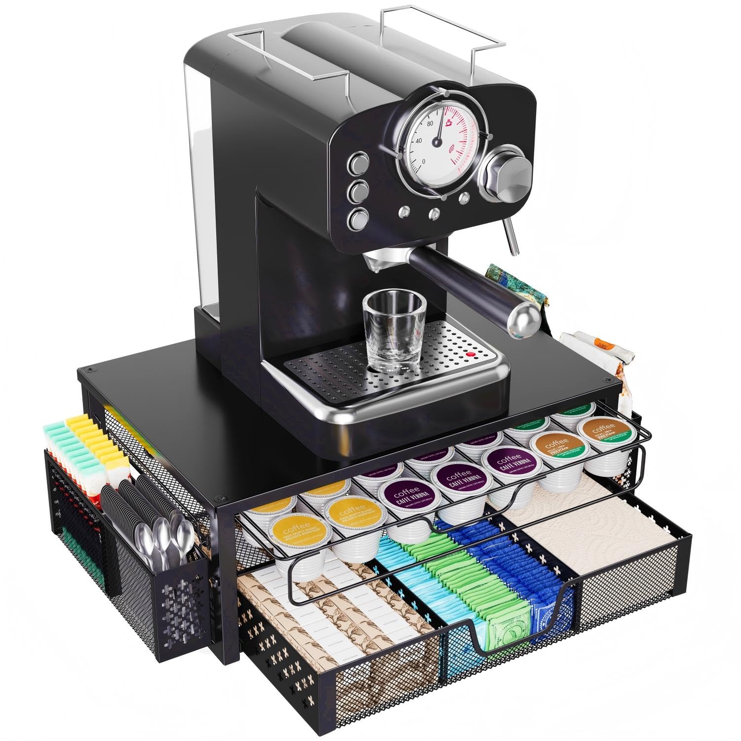 Support à dosettes de café tasses K noir, rangement capsule de cuisine