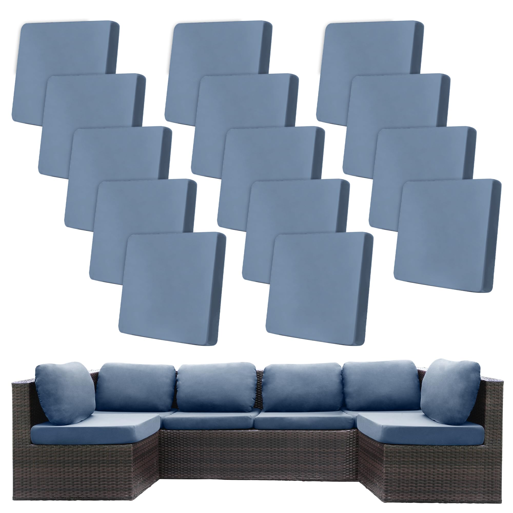 14 Pcs Outdoor Cushion Covers, Patio Sofa Cushion Covers Replacement