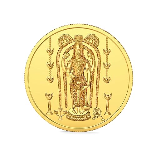 22k (916) 4 gm BIS Hallmarked Yellow Gold Precious Coin with Lord Vishnu Design