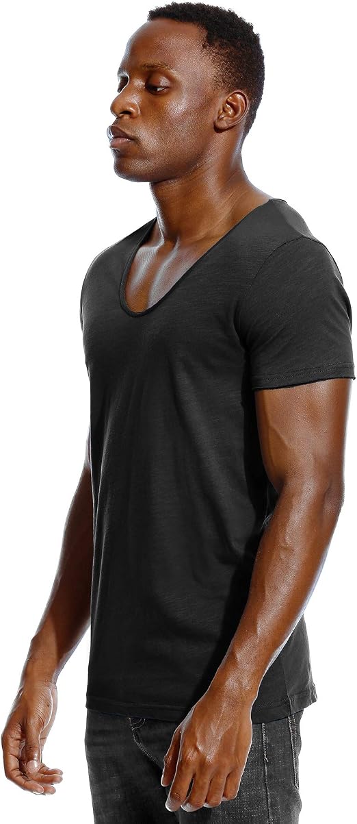 Deep V Neck T Shirt for Men Low Cut 