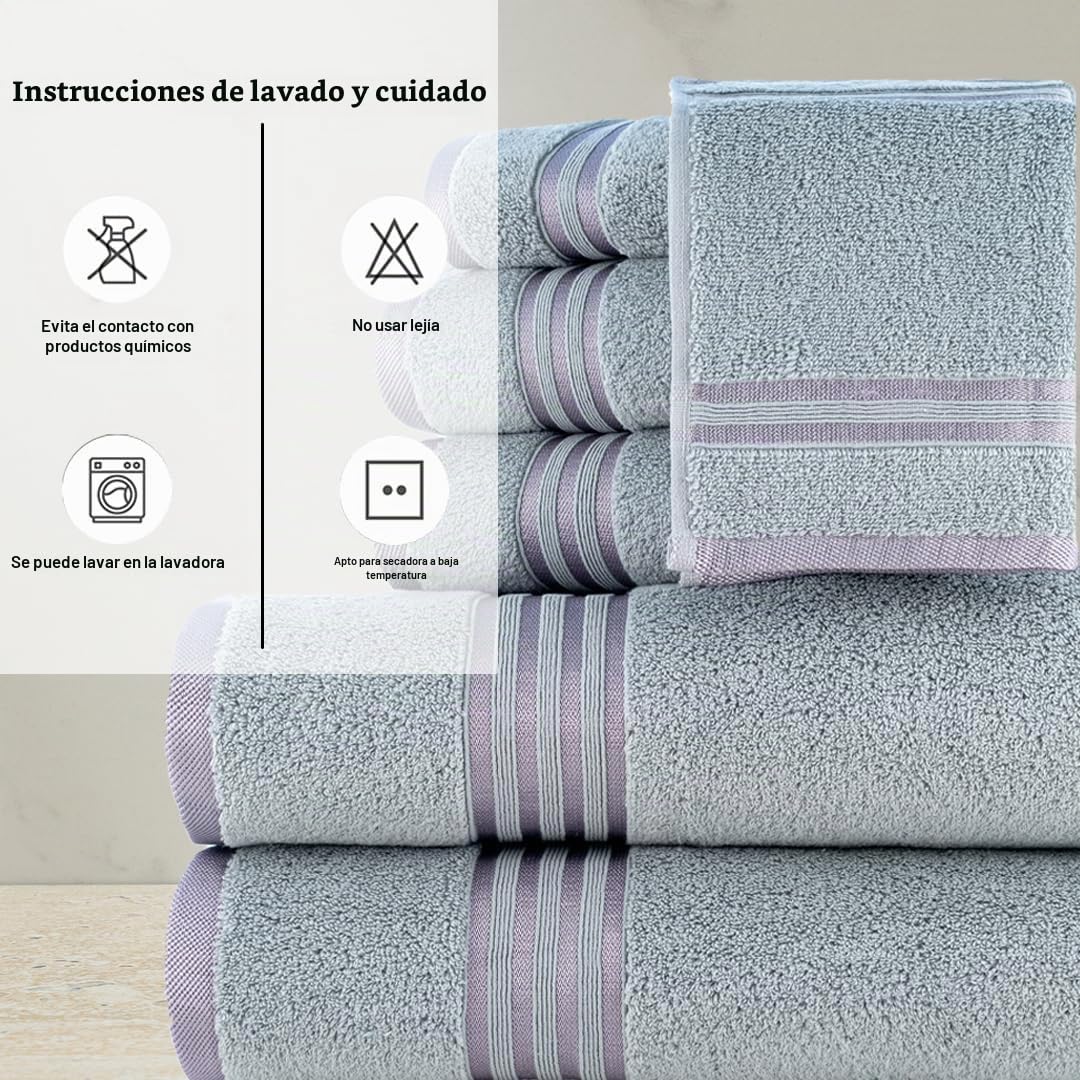 Casa Copenhagen Juego de Regalo de 6 Toallas de baño, 600 gsm, Gris Violeta | zero twist Juego de toallas 100% algodón egipcio: 2 baño, 2 mano y 2 paños, regalo para mujeres y hombres.