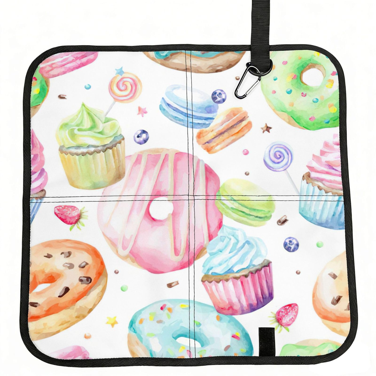 NImongt Cupcakes Donuts Muffins Sugar Print Portable Chair Pad Foldable Seat Cushion Outdoor Seating Office Picnic Camping