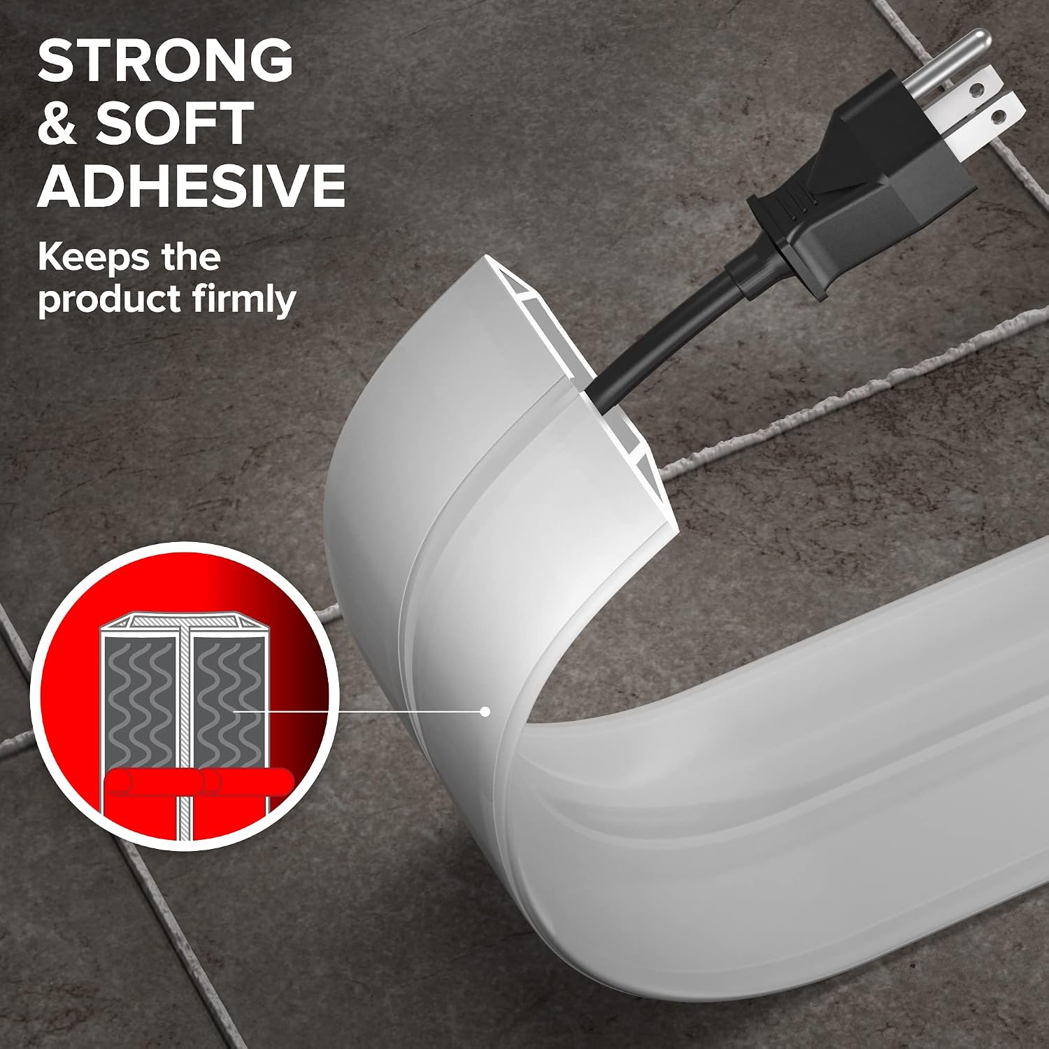 Floor Cord Cover by X-Protector – 5’ Overfloor Cord Protector – Self-Adhesive Power Cable Protector – Silicone Cord Protector – Ideal Extension Cord Cover to Protect Wires On Floor (60 in)