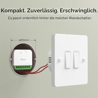 SONOFF Mini Duo (Matter via WiFi) 2-Channel WiFi Smart Switch Matter Compatible Total Load 16A Compact for Standard Boxes Remote & Automated Control