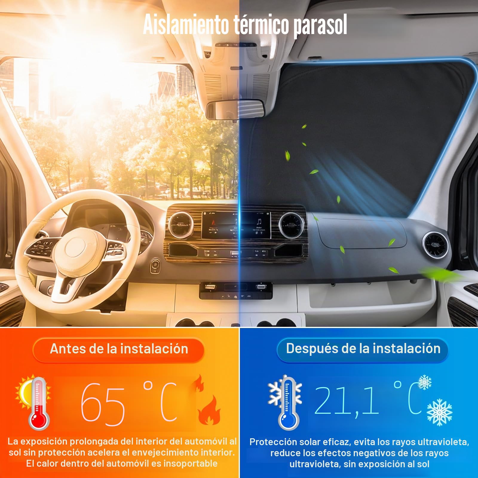 Parasol de Ventana Delantera de Coche Repuesto para Renault Master 2020-2026, Parasol para Parabrisas de Coche en el Interior Plegable, Protección UV Reflectante contra el Polvo