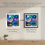 NIHO-JIUMA Wood Photo Frame, Fits 12 X 12 in / 30 X 30 cm Diamond Painting or Oil Paintings Photos, Pine Wood Picture Frames & Plexiglass (2-piece set, Black, With Mat)