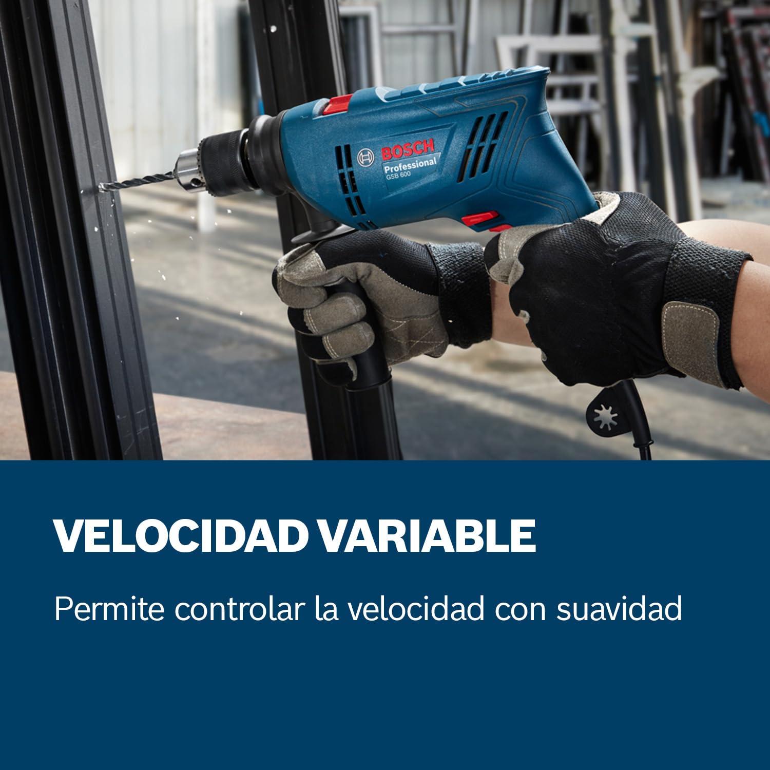Bosch Professional taladro percutor con cable GSB 600 (motor de 600 W, 13 mm de taladrado en hormigón, escobilla de carbón)