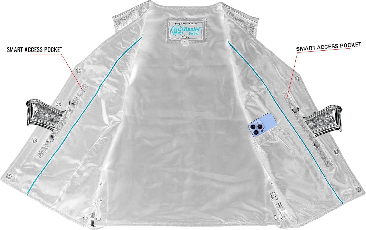 Daniel Smart Women’s Motorcycle Leather Vest Premium Cowhide Ladies Leather Vest with Side Laces & pockets