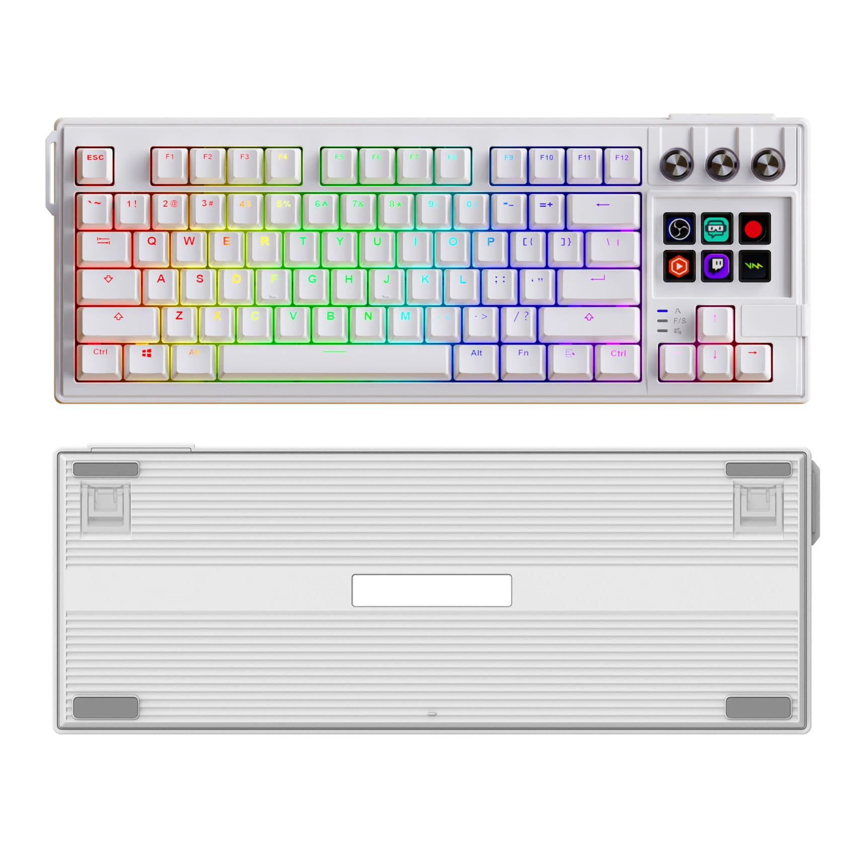 PUSOKEI Tastiera Macro Programmabile Cablata con Schermo e Manopola, Montaggio con Guarnizione Sostituibile a Caldo, Layout 80%, Tastiera da Gioco Meccanica USB per PC Portatile