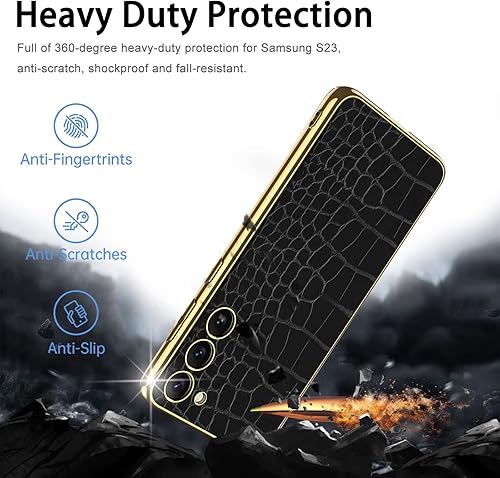 Miniatura 10 de Miimall Funda de cuero compatible con Samsung Galaxy S23 Plus, S23 Plus, cubierta galvanizada + funda protectora de cuero de lujo resistente para