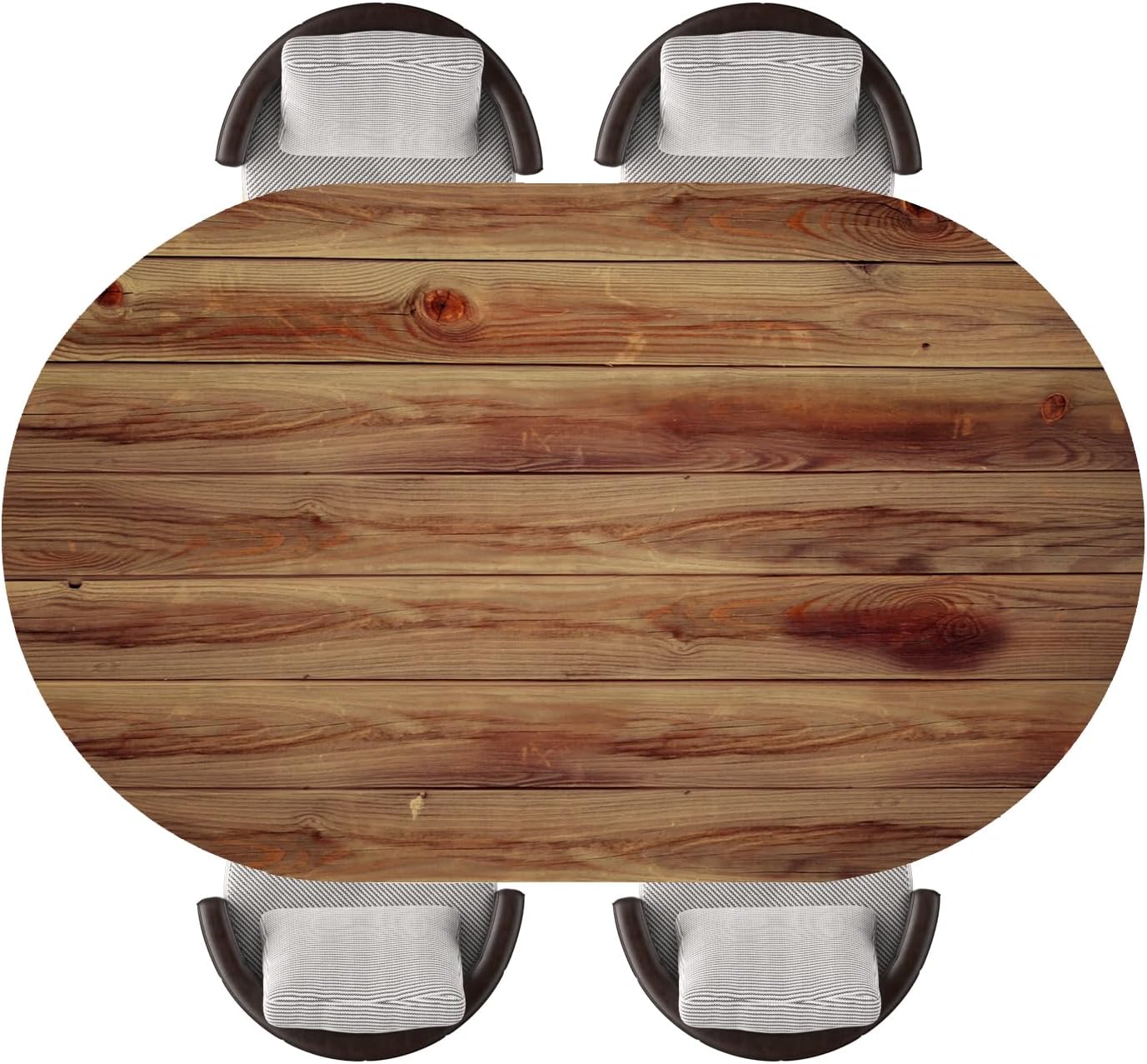 Oval Fitted Tablecloth Rustic Aged Wooden Texture Background Elastic Edged Waterproof Wipeable Table Cover for Dining Birthday Party Patio Decor, Fits 48"x68" Oval Tables, Style112