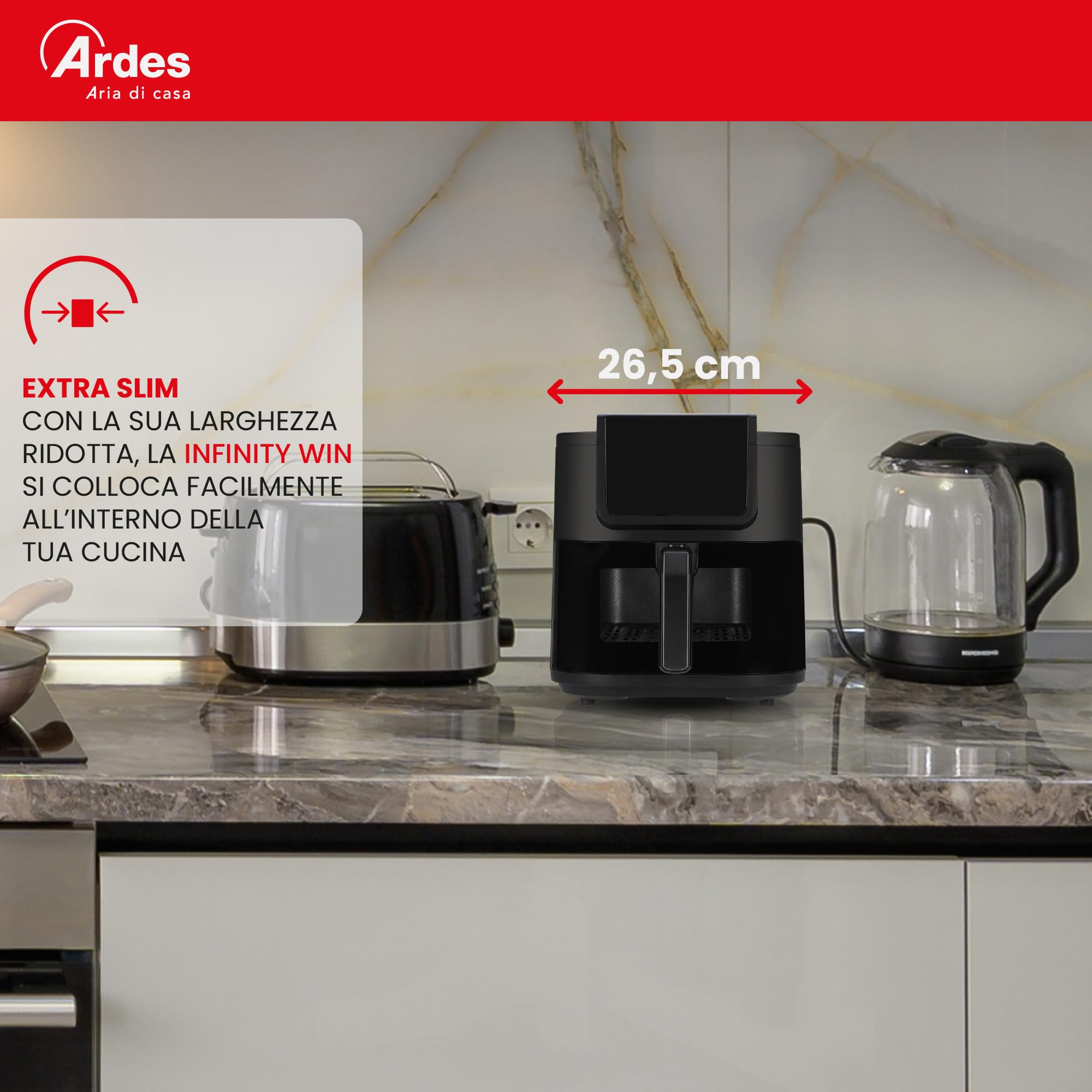 ARDES - ARFRYA08LV frytkownica na powietrze, 8 litrów, bardzo głęboka frytkownica INFINITY - technologia Rapid Air Fryer, wyświetlacz dotykowy, okno i światło wewnętrzne