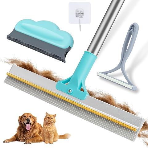Carpet Rake for Pet Hair Removal with Adjustable Handle - 3 Piece Set