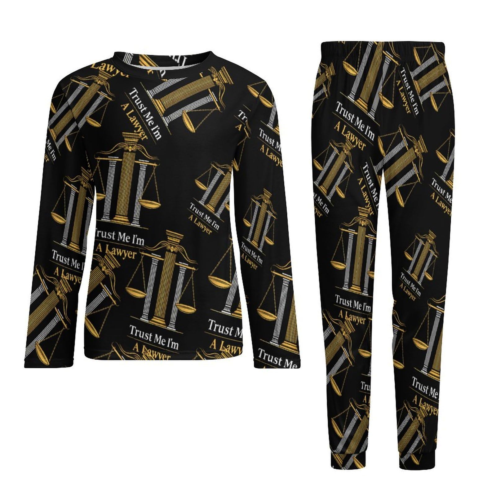 Trust Me Im A Lawyer - Conjunto de pijama para hombre, cuello redondo, 2 piezas, manga larga, suave, transpirable para todas las estaciones