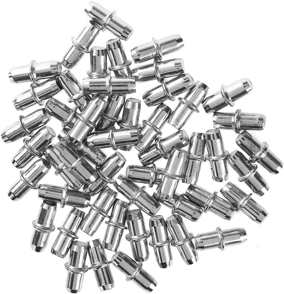 Metal Shelf Support Pins and Rubber Sleeves 50Pcs Anti-Rust Cabinet Closet Furniture Fastener Kit for 5mm Holes(Rubber Sleeves)