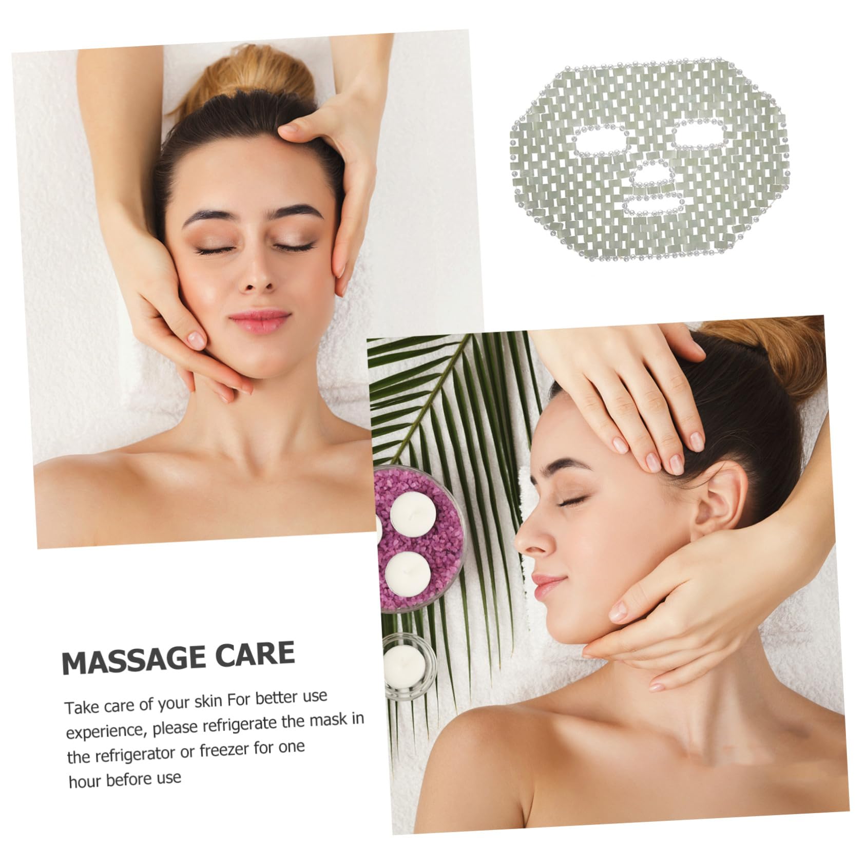FRCOLOR Natürliche Jade Gesichtsmaske mit Kühlfunktion und Massage Spa Kühlmaske für Frauen Schmerzlindernd für Zuhause und der Tiefenreinigung