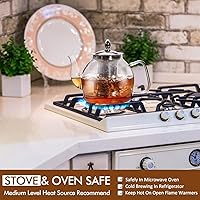 Vista 6 de HIWARE 1500ml Glass Teapot with Removable Infuser, Stovetop Safe Tea Kettle, Blooming and Loose Leaf Tea Maker Set