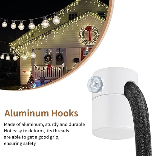 Miniatura 6 de Paquete de 6 ganchos de techo mejorados para luces colgantes, ganchos blancos para luz de techo, gancho de aluminio súper carga, gancho moderno para