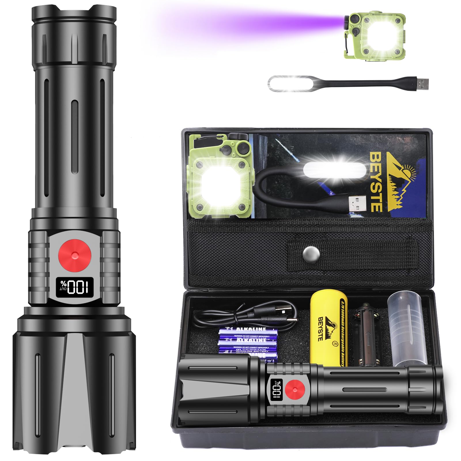 torcia led professionale 1m lumen rechargeable camping hiking