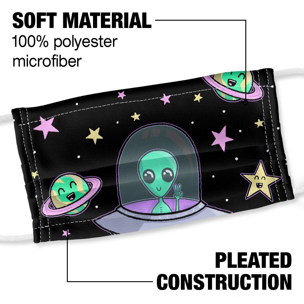Alien Ufo 1-Ply Reusable Face Mask Covering with Adjustable Nose Wire, Unisex