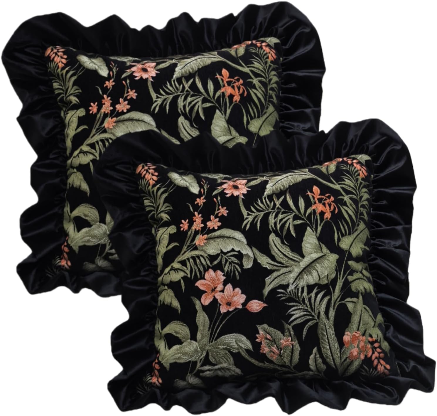 Avigers Square Design Jacquard Throw Pillow Covers Pack of 2, Embroidery Craft Soft Velvet Cushion Cover Pillowcase for Bed,Living Room,Outdoor,Car (Black, 20"x20")
